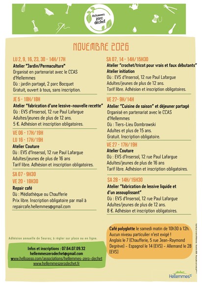 Hellemmes zéro déchet - Programme de novembre