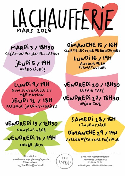 Les évènements en mars à la Chaufferie